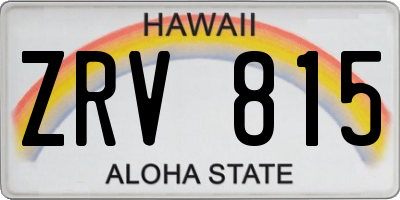 HI license plate ZRV815