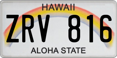 HI license plate ZRV816