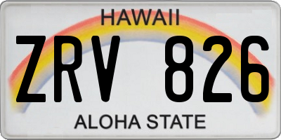 HI license plate ZRV826