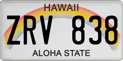 HI license plate ZRV838