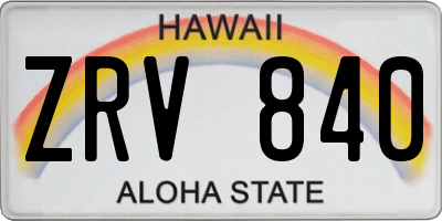 HI license plate ZRV840