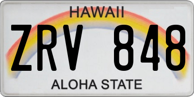 HI license plate ZRV848