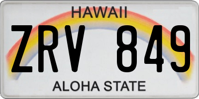 HI license plate ZRV849