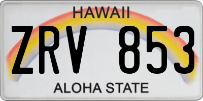 HI license plate ZRV853