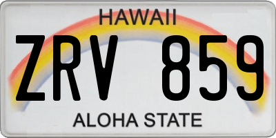 HI license plate ZRV859