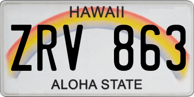 HI license plate ZRV863