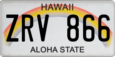 HI license plate ZRV866