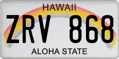 HI license plate ZRV868