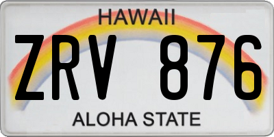 HI license plate ZRV876