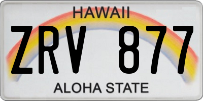 HI license plate ZRV877