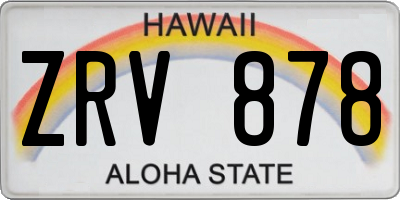 HI license plate ZRV878