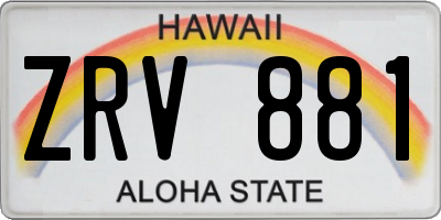 HI license plate ZRV881