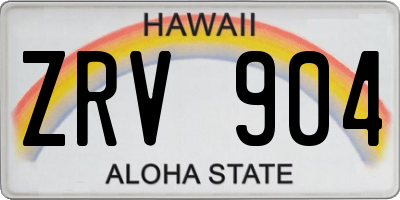 HI license plate ZRV904