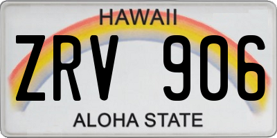 HI license plate ZRV906