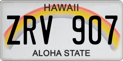 HI license plate ZRV907