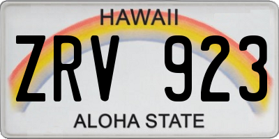 HI license plate ZRV923