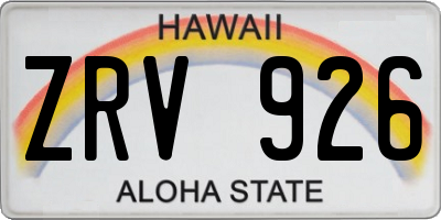HI license plate ZRV926