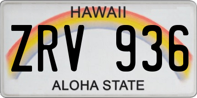HI license plate ZRV936