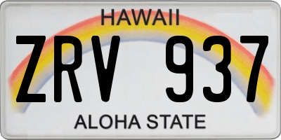 HI license plate ZRV937