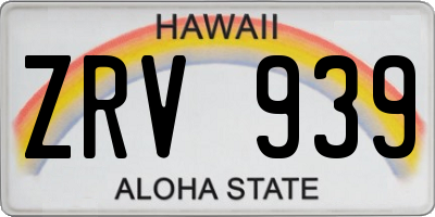 HI license plate ZRV939