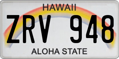 HI license plate ZRV948