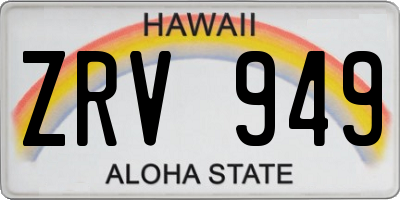 HI license plate ZRV949
