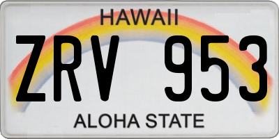 HI license plate ZRV953