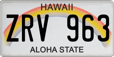 HI license plate ZRV963