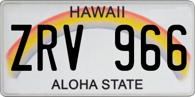 HI license plate ZRV966