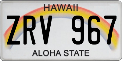 HI license plate ZRV967
