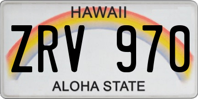HI license plate ZRV970