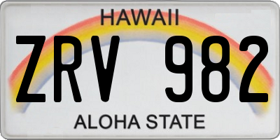 HI license plate ZRV982