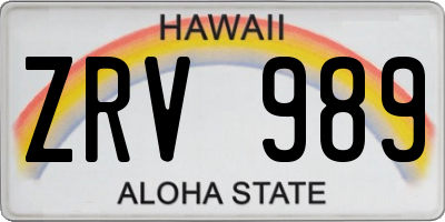 HI license plate ZRV989