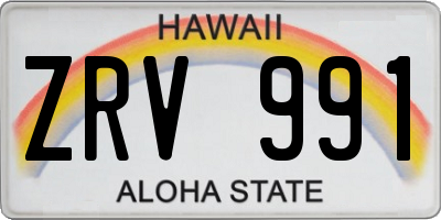 HI license plate ZRV991