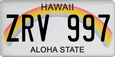 HI license plate ZRV997