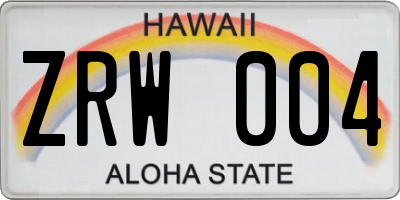 HI license plate ZRW004