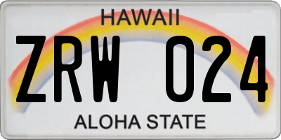 HI license plate ZRW024