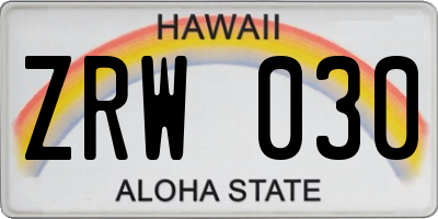 HI license plate ZRW030