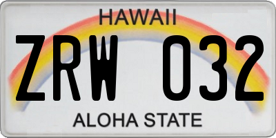 HI license plate ZRW032
