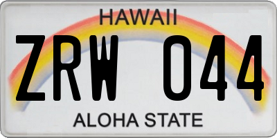 HI license plate ZRW044