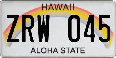 HI license plate ZRW045