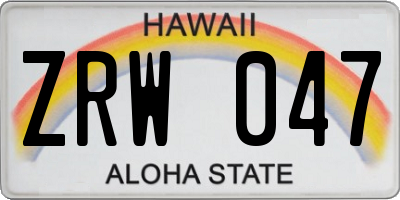 HI license plate ZRW047