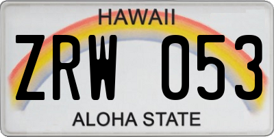 HI license plate ZRW053