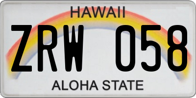 HI license plate ZRW058