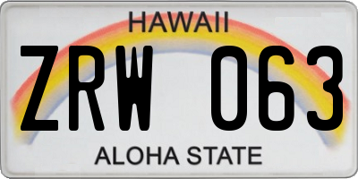 HI license plate ZRW063