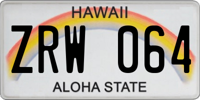 HI license plate ZRW064
