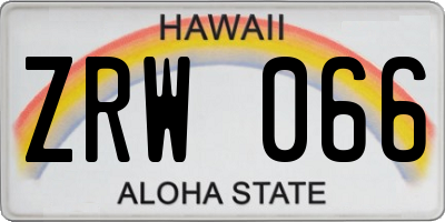 HI license plate ZRW066