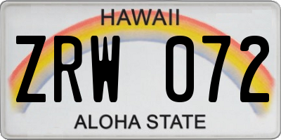 HI license plate ZRW072