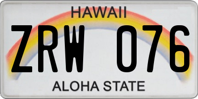 HI license plate ZRW076