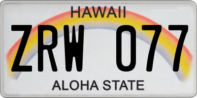 HI license plate ZRW077